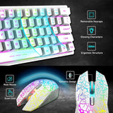T61 Wireless Gaming Keyboard & Mouse Combo – 61-Key Ergonomic Rainbow LED Backlit Set with 4000mAh Battery & Mouse Pad