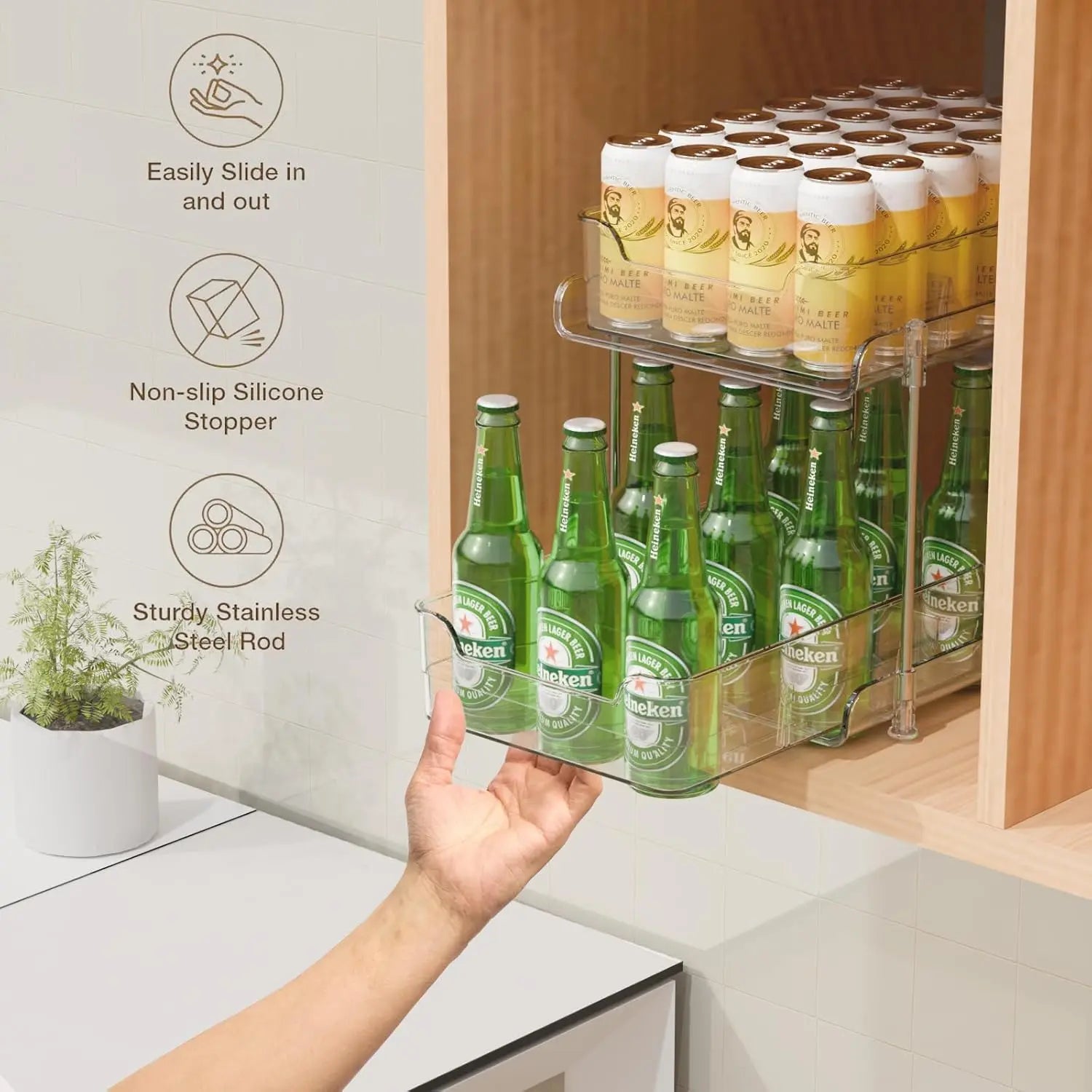 2-Tier Clear Pull-Out Home Organizer – Multi-Purpose Storage Rack for Bathroom, Vanity, Kitchen & Closet