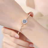 S925 Silver Sunflower Moissanite Bracelet – Unisex 6.5mm Gemstone Jewelry Gift 🌻✨