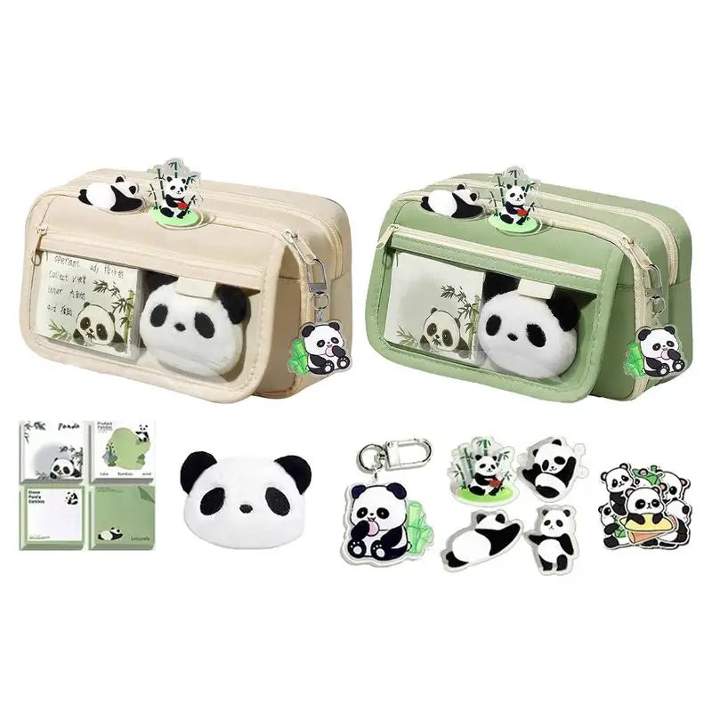 Creative Panda 9-Layer Large Capacity Pen Bag – Stationery Organizer for Junior High Students & Office Use 🐼✏️