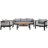 4-Piece Outdoor Sectional Sofa Set – Patio Conversation Set for 5 with Coffee Table