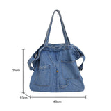 Retro Denim Large Capacity Crossbody & Shoulder Messenger Bag for Women – Vintage Pocket Tote Satchel