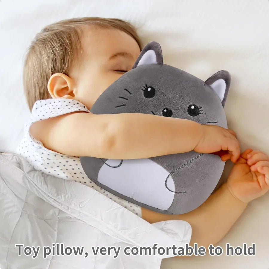 10-Inch Cat Plush Pillow – Soft Stuffed Animal Toy, Cute Fluffy Cushion, Collectible Comfy Pillow for Kids, Boys & Girls Bedroom Decor