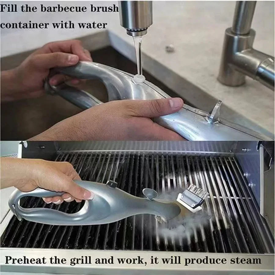 “BBQ Grill Steam Cleaning Brush – Outdoor Barbecue Scraper Cleaner for Gas & Charcoal Grills”