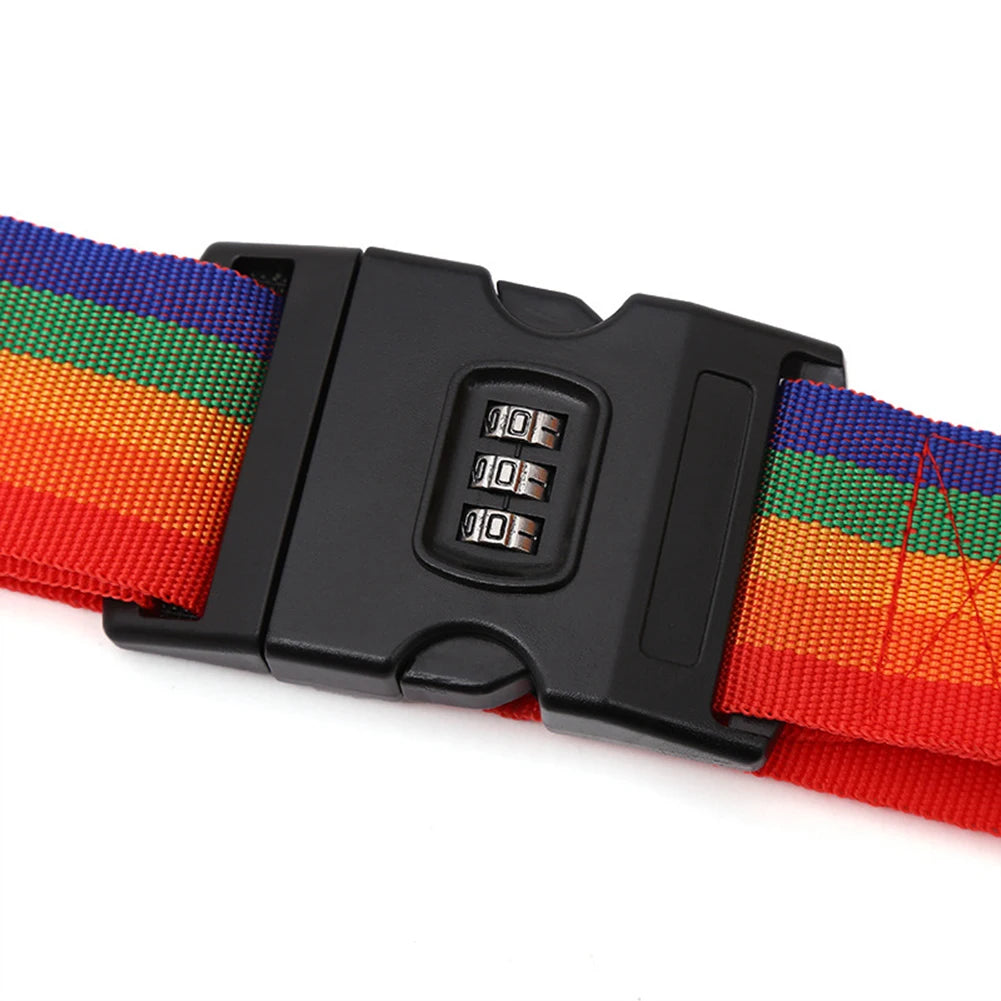 Password lock luggage strap – adjustable travel suitcase belt with secure combination buckle for baggage protection & safety