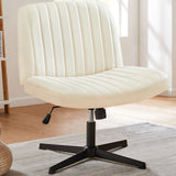 🪑 JHK Cross-Legged Rocking Gaming Chair – Armless Wide Fabric Swivel Task & Vanity Chair for Office & Living Room