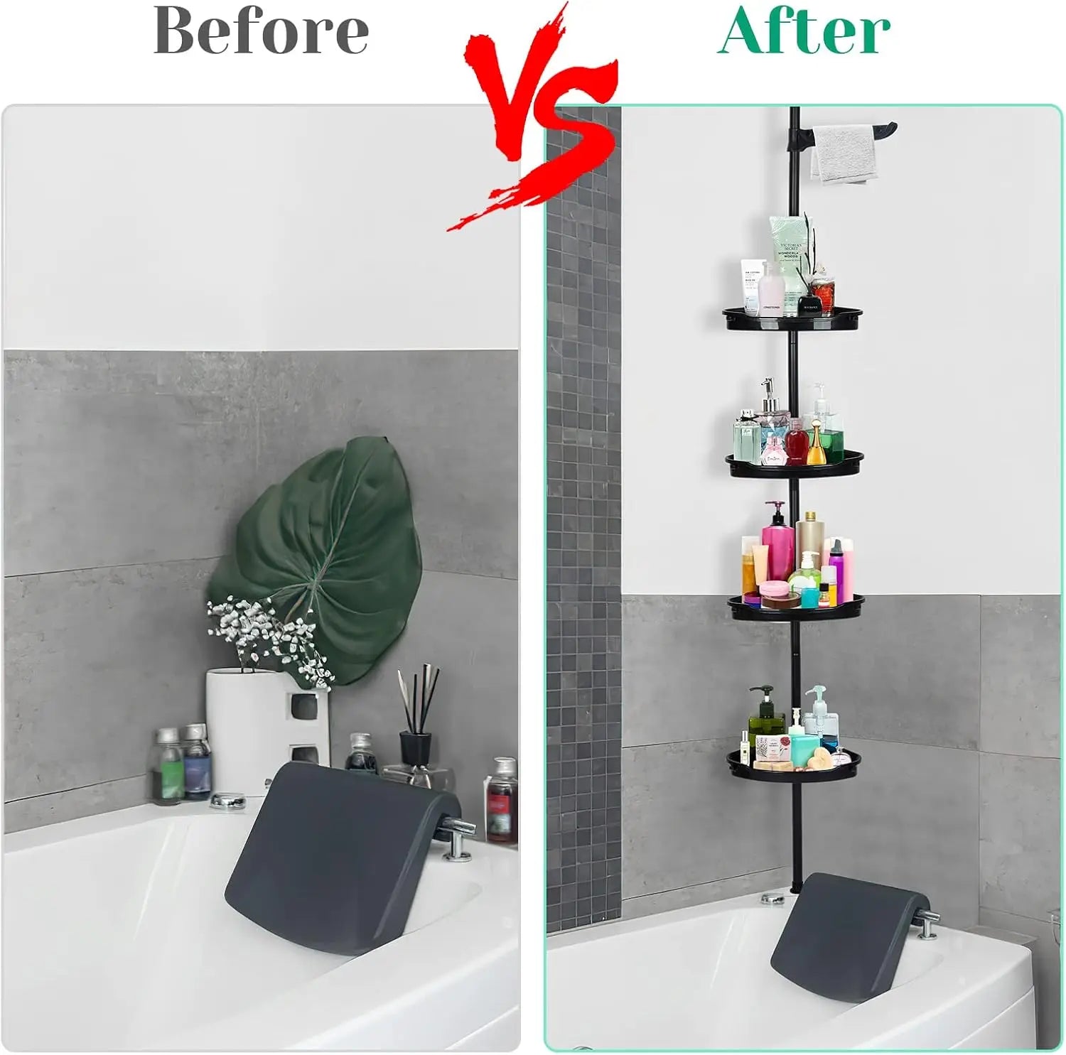 4-Layer Telescopic Corner Storage Rack – Adjustable Height Bathroom Shower Organizer