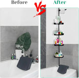 4-Layer Telescopic Corner Storage Rack – Adjustable Height Bathroom Shower Organizer