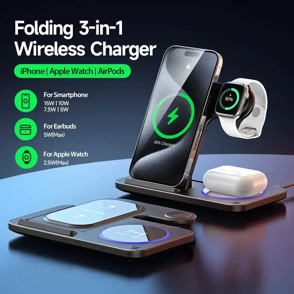 30W 3-in-1 Fast Wireless Charger for iPhone, Apple Watch, AirPods