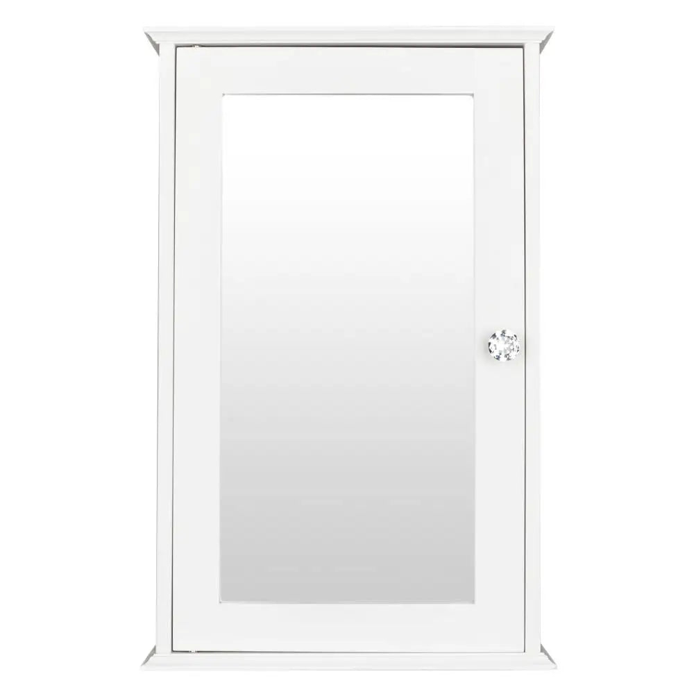 White Wall-Mounted Bathroom Cabinet with Mirror – Single Door Storage Unit