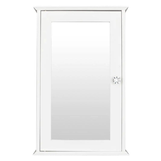 White Wall-Mounted Bathroom Cabinet with Mirror – Single Door Storage Unit