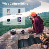 28W Folding Solar Panel – Dual USB Portable Solar Charger with SunPower Cells | Phone, Tablet & Power Bank Charging for Camping & Hiking