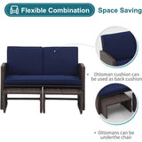 3-Piece All-Weather Wicker Outdoor Loveseat Set with Ottoman & Side Table