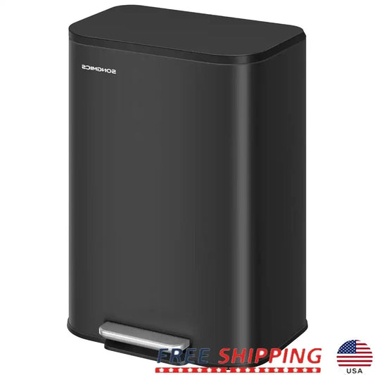 13 Gallon Stainless Steel Kitchen Trash Can – Soft-Close Lid, Non-Slip Pedal, Inner Bucket