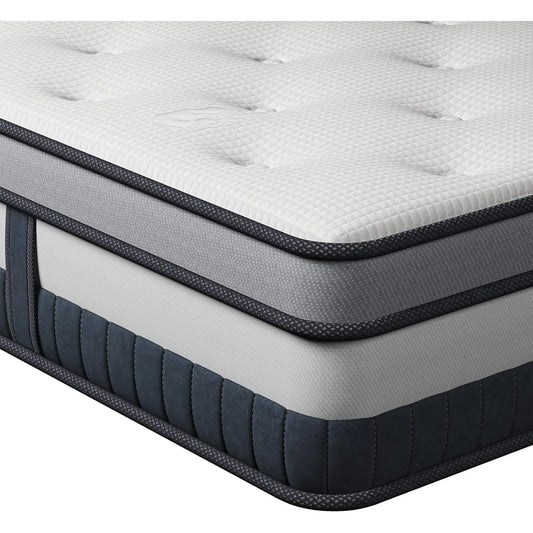 Vesgantti 12-Inch Hybrid Mattress – Memory Foam & Pocket Spring Bed | Medium Firm Innerspring Mattress for Pressure Relief & Comfort