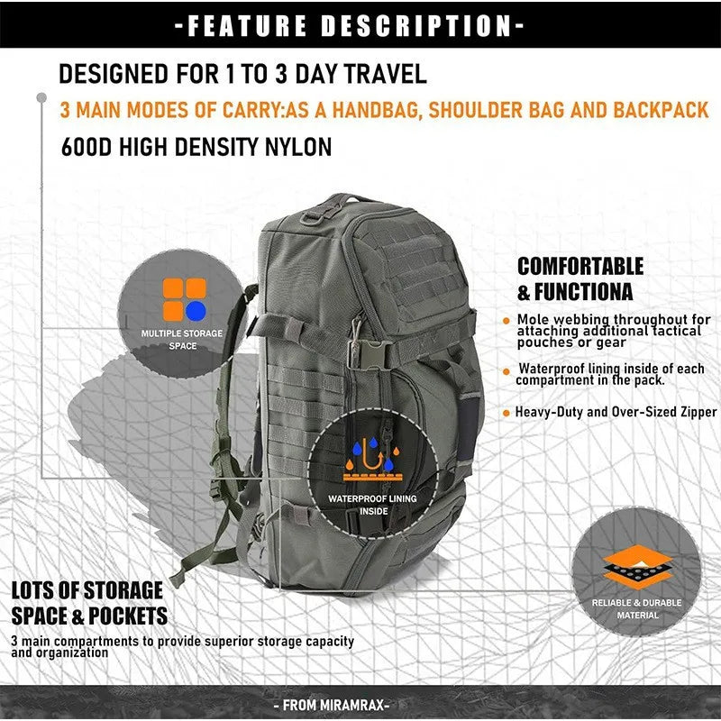 40L/60L/80L waterproof travel duffel bag – large-capacity men’s luggage tote, weekend & gym bag for sports, camping & trips