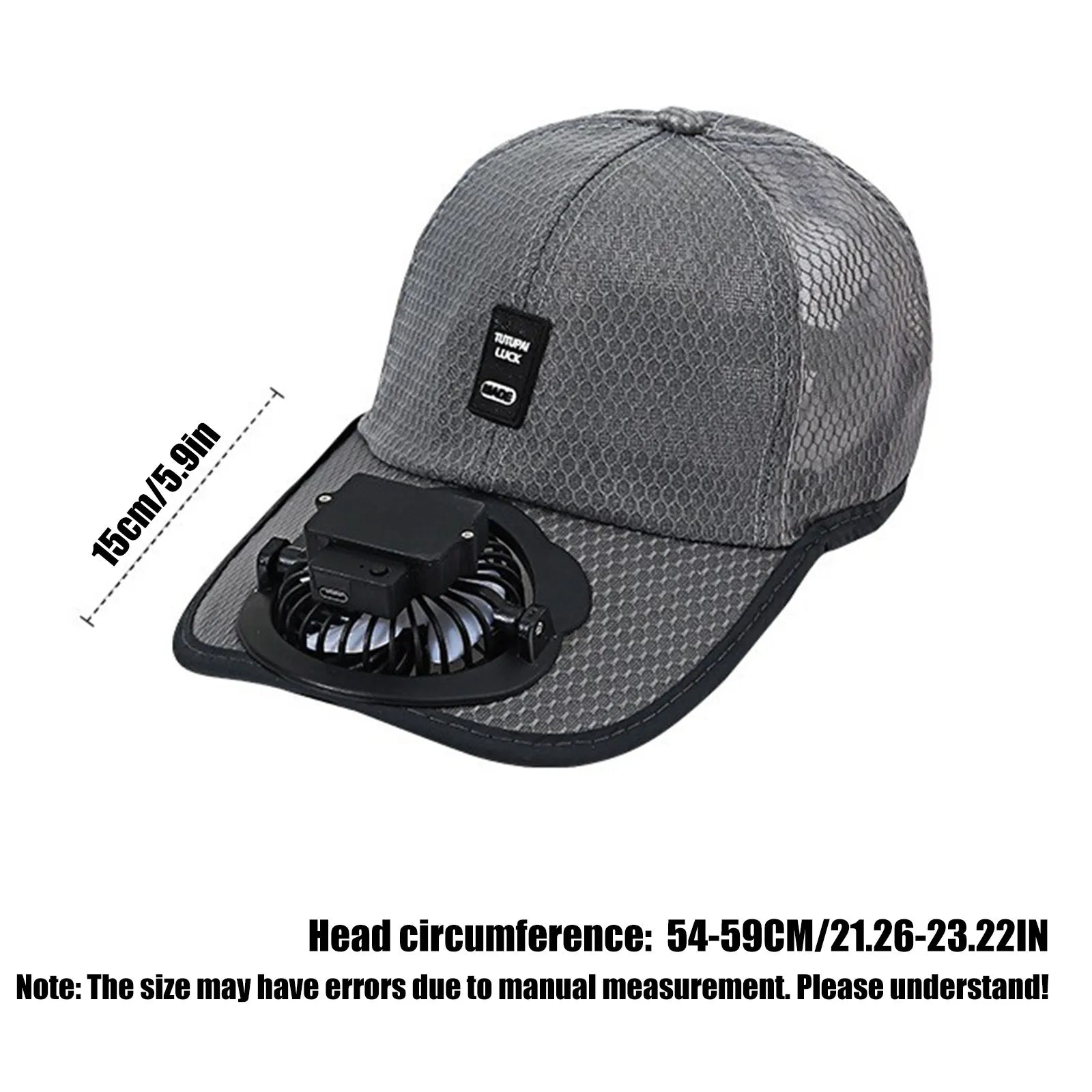 Summer Fan Hat – Mesh Baseball Cap with Embroidered Letter & Built-In Cooling Fan for Men & Women