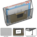 📂 3-Pack Metal Wall File Organizer with Hooks – Mesh Wall-Mounted Magazine & Document Rack for Home & Office (Black)