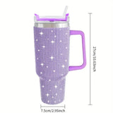 Sparkling Studded Tumbler 40oz with Lid & Handle – Stainless Steel Insulated Car Cup