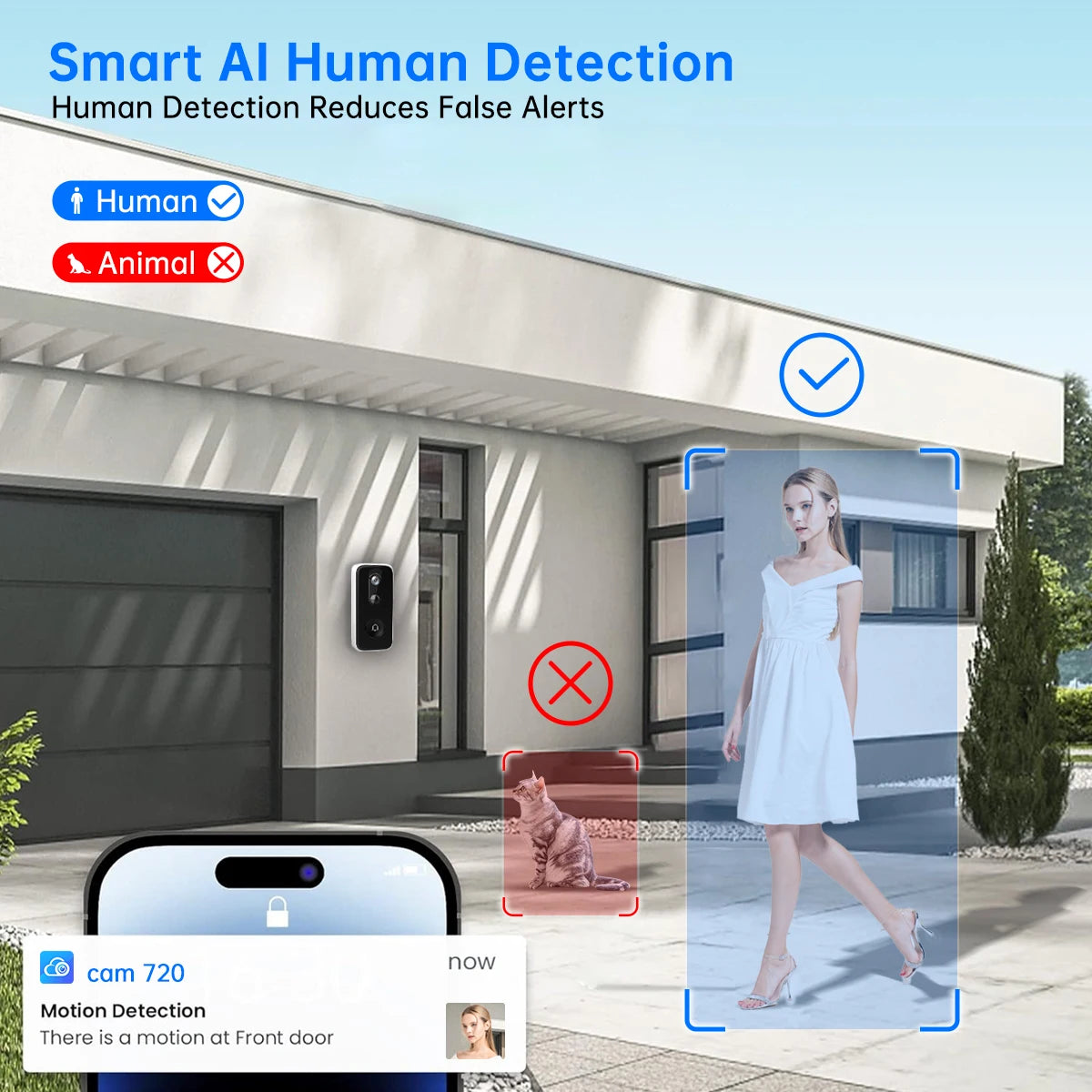 JOOAN 2K WiFi Smart Video Doorbell – Battery-Powered Intelligent Camera Doorbell with Security Intercom & Smart Home Integration