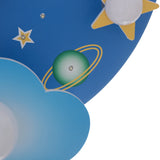 23.62" Modern Cartoon LED Ceiling Light – Dimmable Blue Wood Star Design Flush Mount for Children’s Room 🌟💡