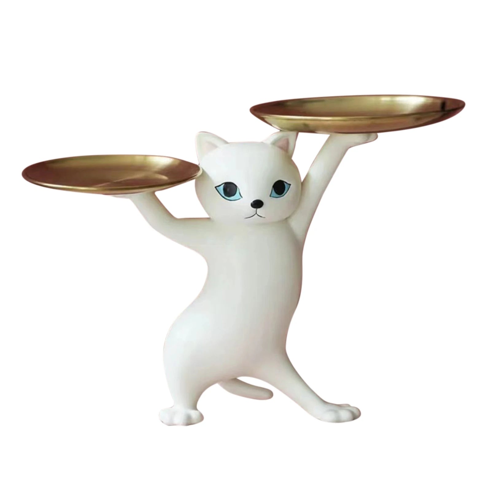 Resin Cat Storage Tray Statue – Artistic Kitten Jewelry Holder & Decorative Sculpture | Modern Home & Office Décor
