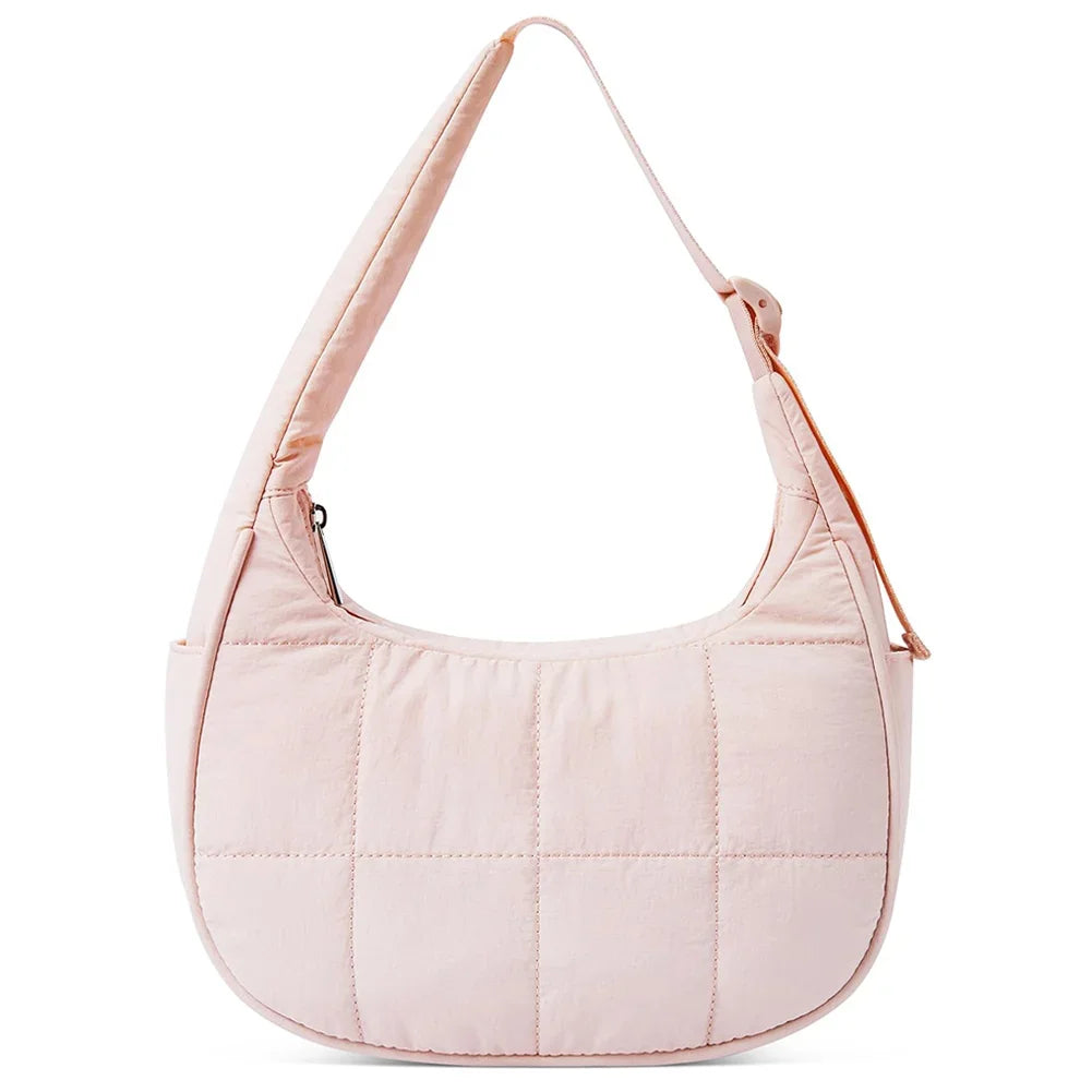 Puffer Crescent Bag – Quilted Nylon Underarm & Hobo Shoulder Bag with Adjustable Strap for Women 👜✨