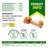 Dog Peanut Butter Bones with Cranberry – Rawhide-Free Organic Chew Treats, Healthy Collagen Snacks for All Breeds