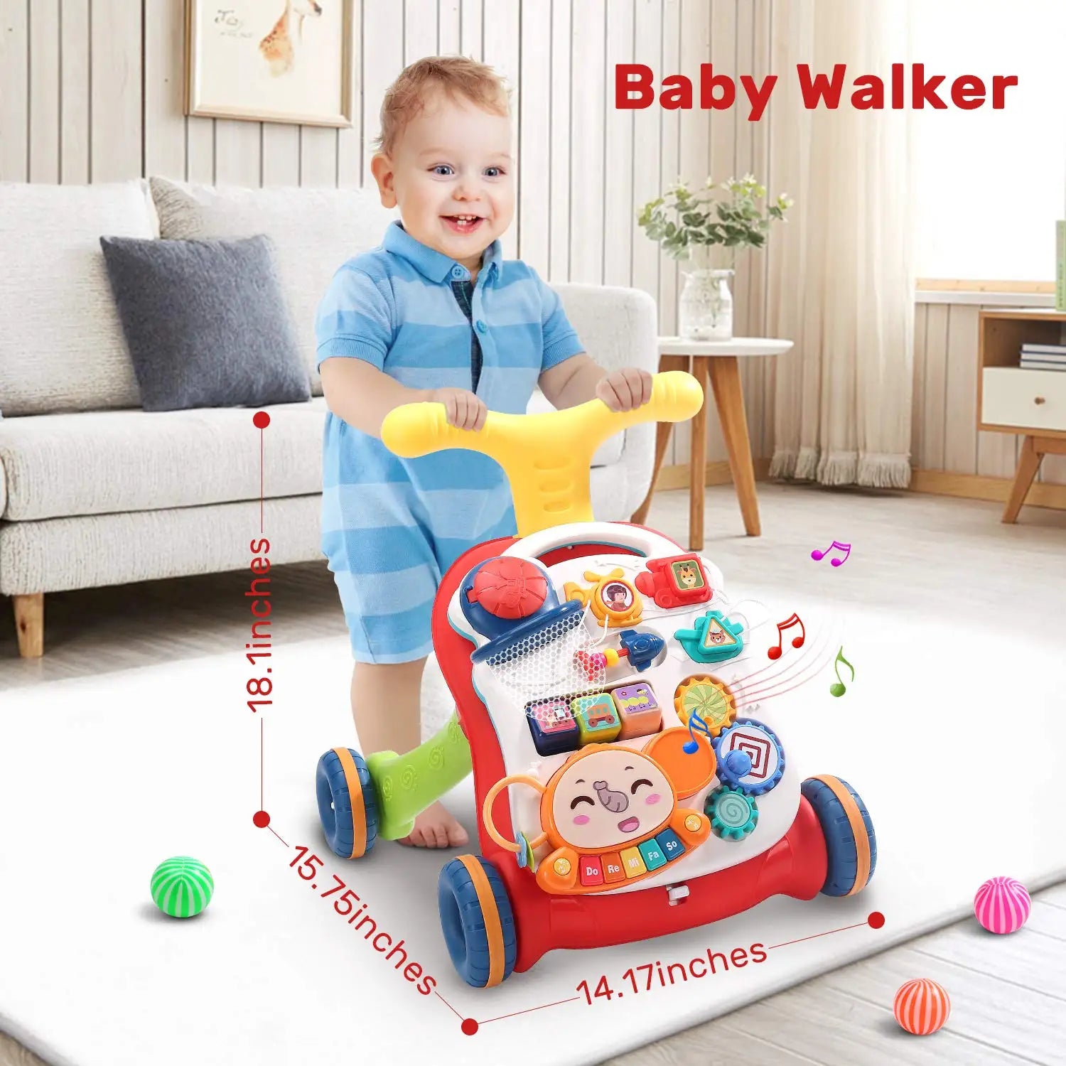 Cute Stone Sit-to-Stand Walker – 2-in-1 Baby Activity Center with Play Panel, Music & Learning Toy for Infant Development