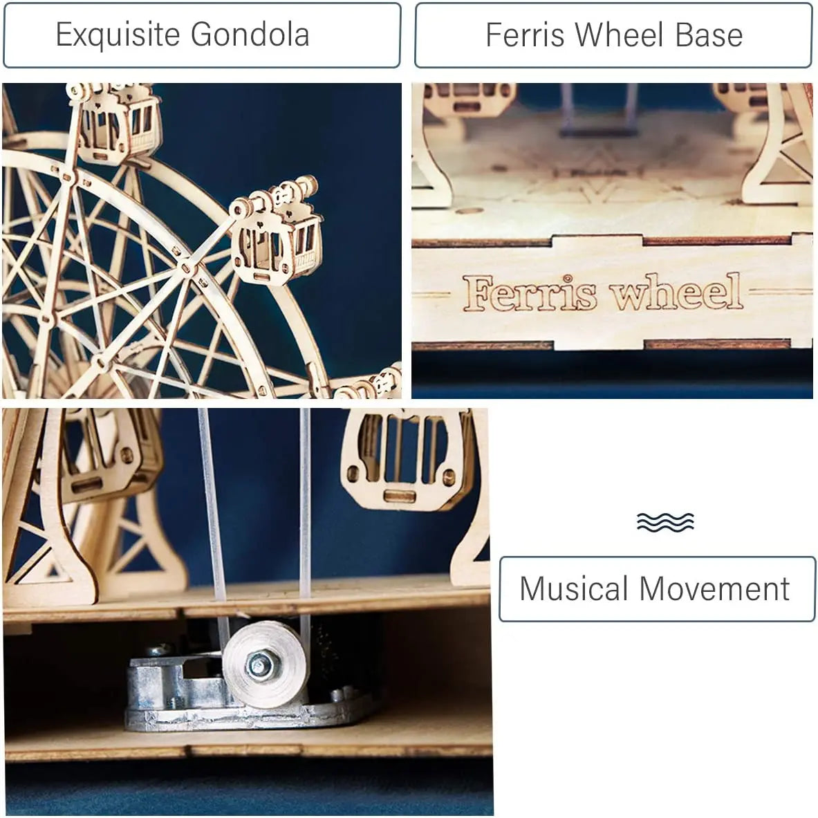 “Robotime Rolife 232PCS 3D Wooden Ferris Wheel Model Kit – DIY Rotatable Assembly Puzzle Toy & Gift for Kids & Adults”