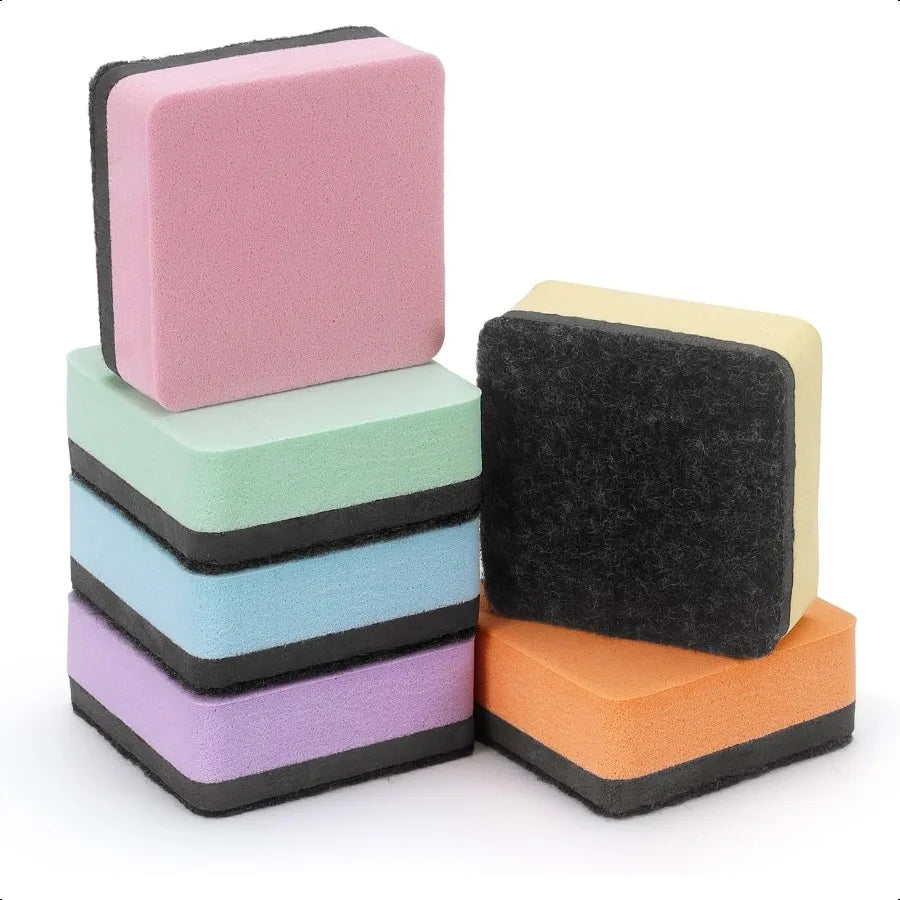 Magnetic Whiteboard Erasers – 12-Pack Square Dry Erasers in Pastel Colors for Classroom Use