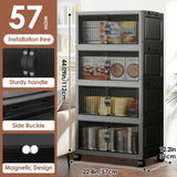 3-4-5-Layer Multifunction Folding Storage Cabinet with Wheels – Stackable Large Capacity Organizer