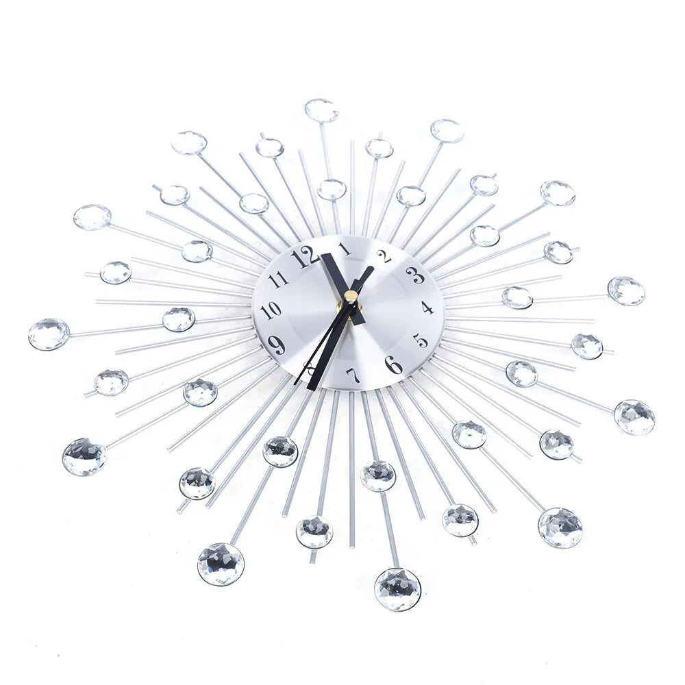 13-Inch Crystal Glass Wall Clock – Silent Movement Luxury Wall Clock for Living Room & Home Décor