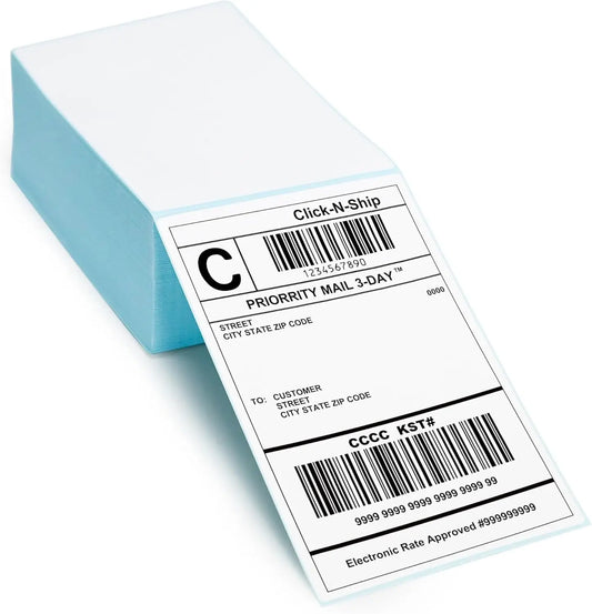4 × 6″ Fanfold Direct Thermal Shipping Labels – 500-Pack with Perforation, Compatible with Zebra, Rollo & More