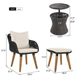 “5-Piece Outdoor Patio Furniture Set – Wicker Bar Table with 2 Single Chairs & 2 Stools for Balcony or Garden”