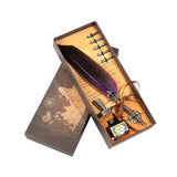 Retro Calligraphy Dip Pen Aulic Quill Oblique – Vintage Fountain Writing Set with 5 Nibs