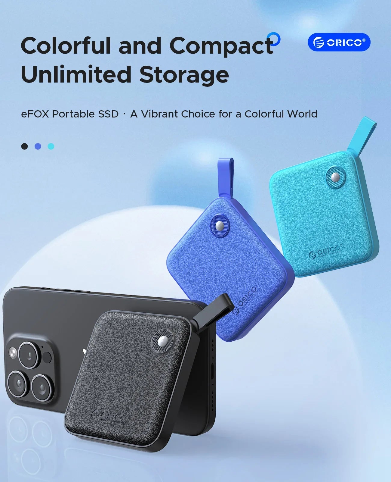 ORICO Portable External SSD – USB 3.2 Gen2 Solid State Drive for iPhone 15 Pro, Windows & Mac Lightweight Storage