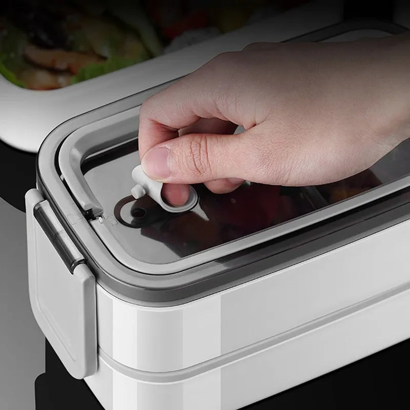 2-Stage Stainless Steel Lunch Box – Microwave / Oven Safe Dual Layer Meal Container for Office & Work