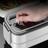 2-Stage Stainless Steel Lunch Box – Microwave / Oven Safe Dual Layer Meal Container for Office & Work