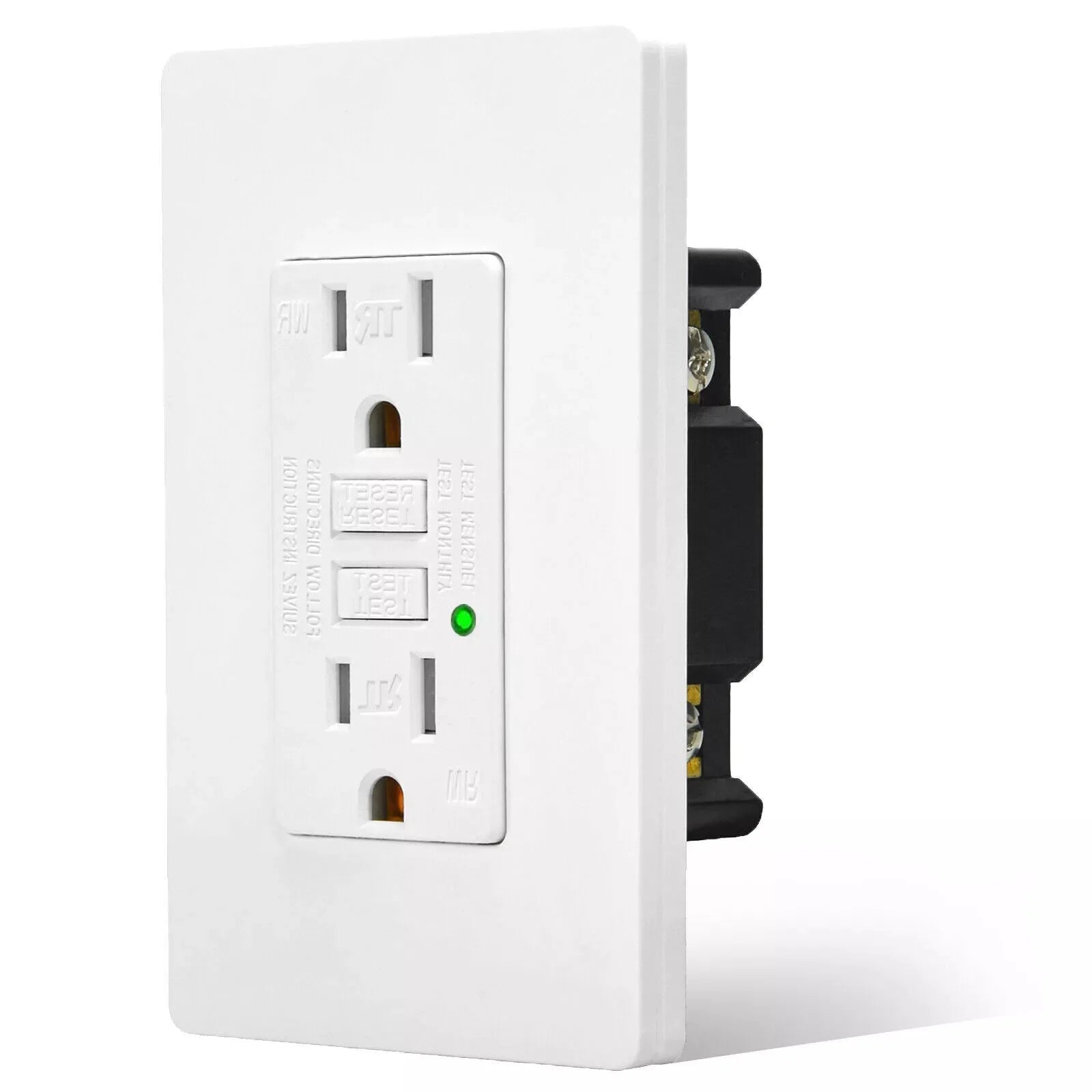 GFCI Outlet 15A – Weather & Tamper Resistant White Wall Socket with LED Indicator, Safe Power Outlet for Kitchen, Bathroom & Outdoor Use