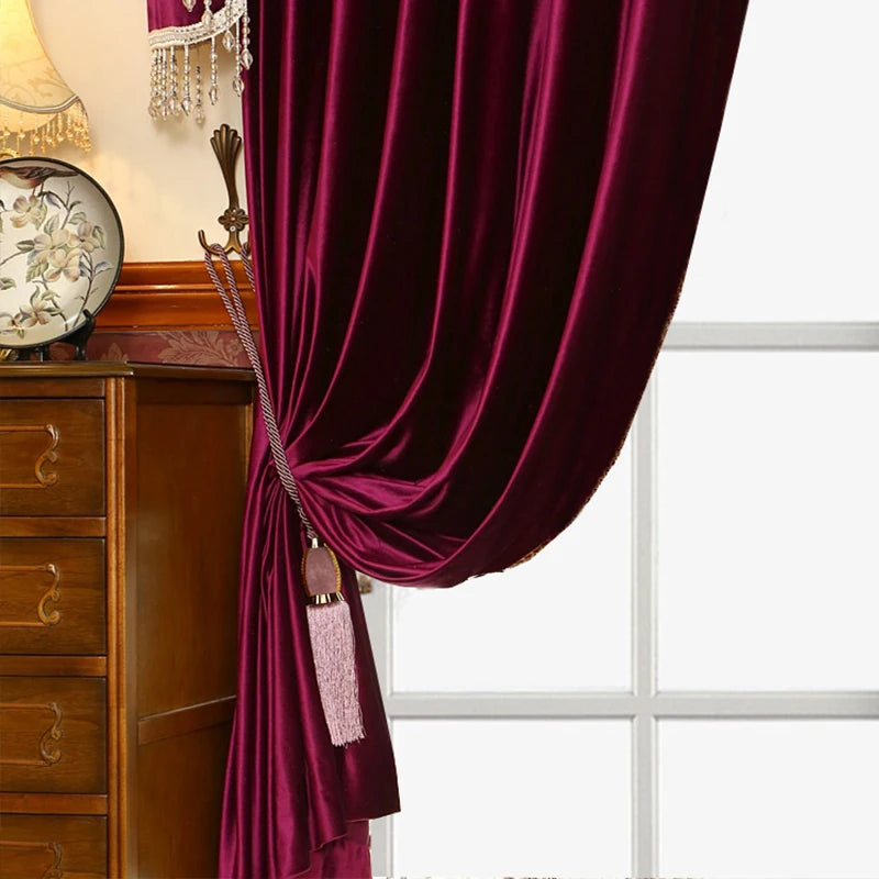 2-Panel Thickened Flannelette Luxury Curtains – Jubilant Rose Red for Bedroom, Living Room & Wedding Room (Blackout)