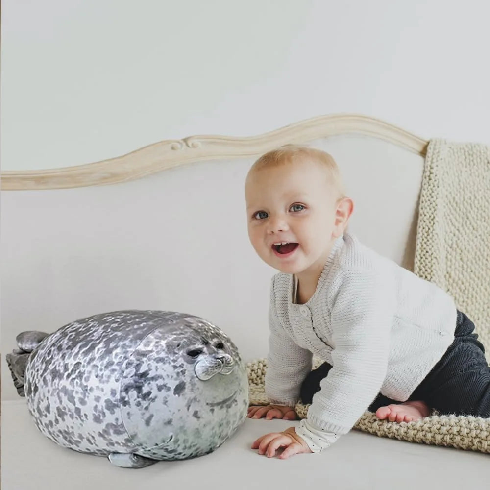 Chubby Seal Plush Pillow – Soft Cotton Stuffed Animal Toy for Kids & Adults | Cute Ocean-Inspired Comfort Cushion (Large 24.5")
