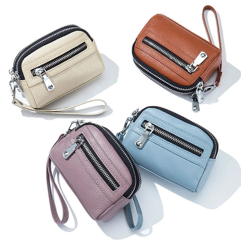 Women’s Genuine Leather Short Wallet – Large-Capacity Cowhide Purse, Female Clutch Handbag & Coin Holder