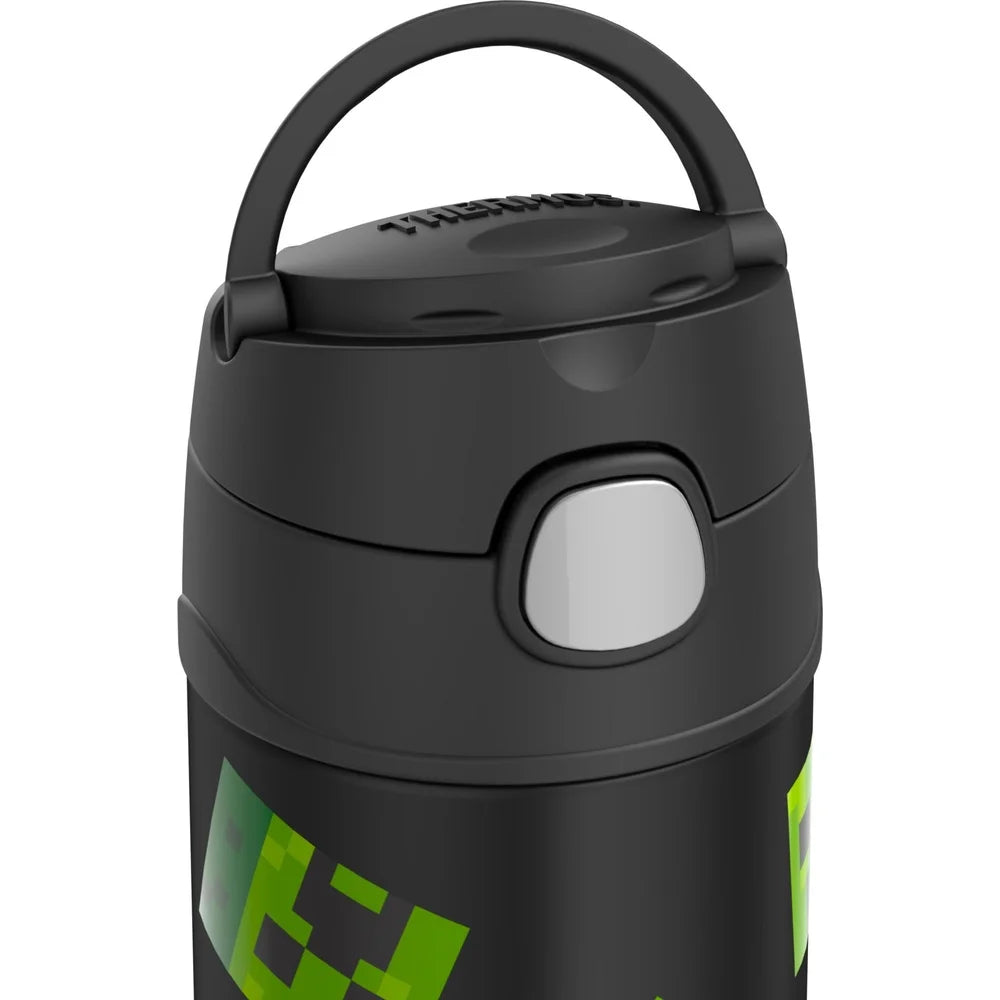 Minecraft 16 oz Stainless Steel Insulated Water Bottle – Kids Spout Lid with Carry Handle & Durable Build