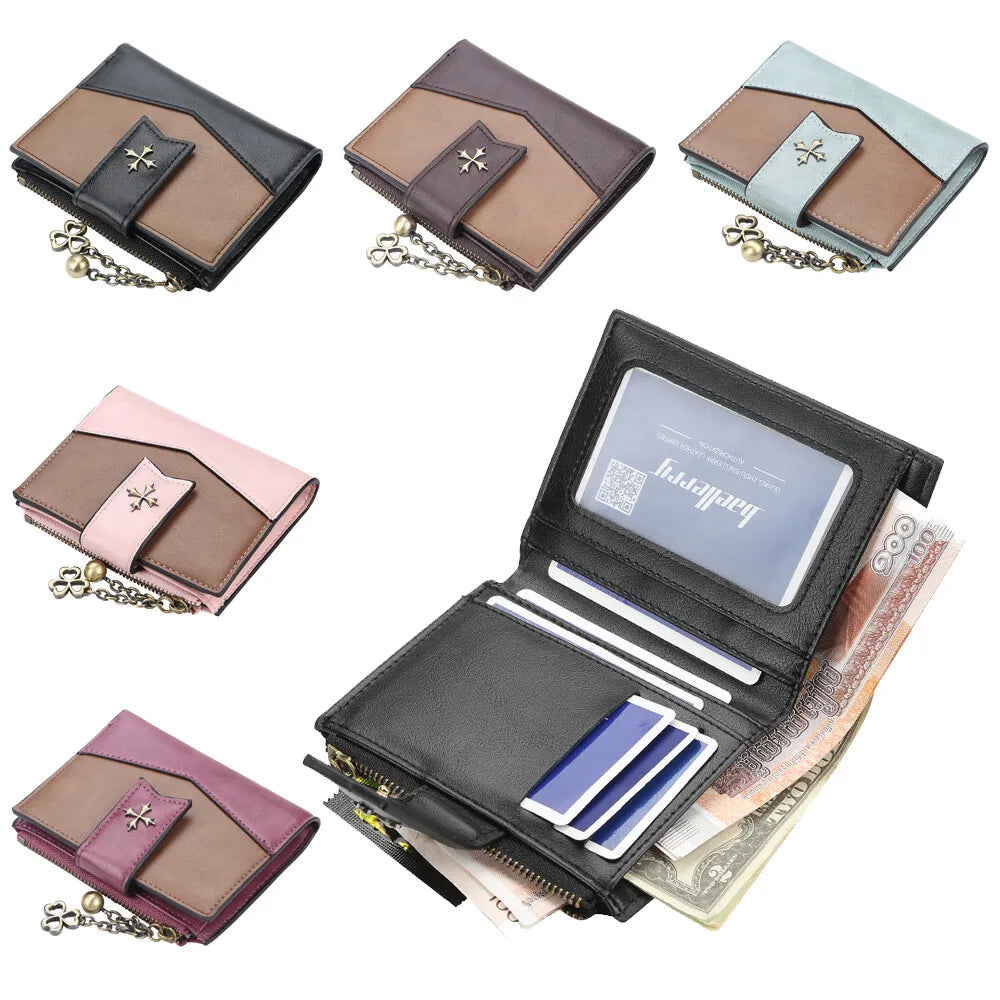 Casual Women’s PU Leather Wallet – Elegant Zipper Bifold Clutch Purse with Card Holder & Coin Pocket