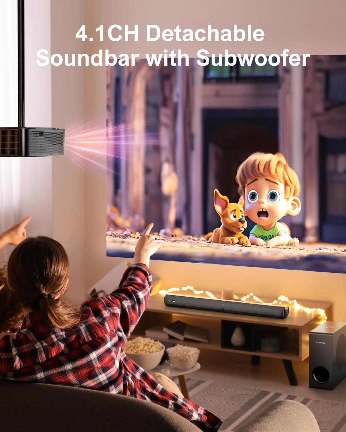 ULTIMEA 200W 4.1ch Soundbar with Subwoofer – 2-in-1 Detachable Bluetooth 5.3 Home Theater Speaker for Smart TVs