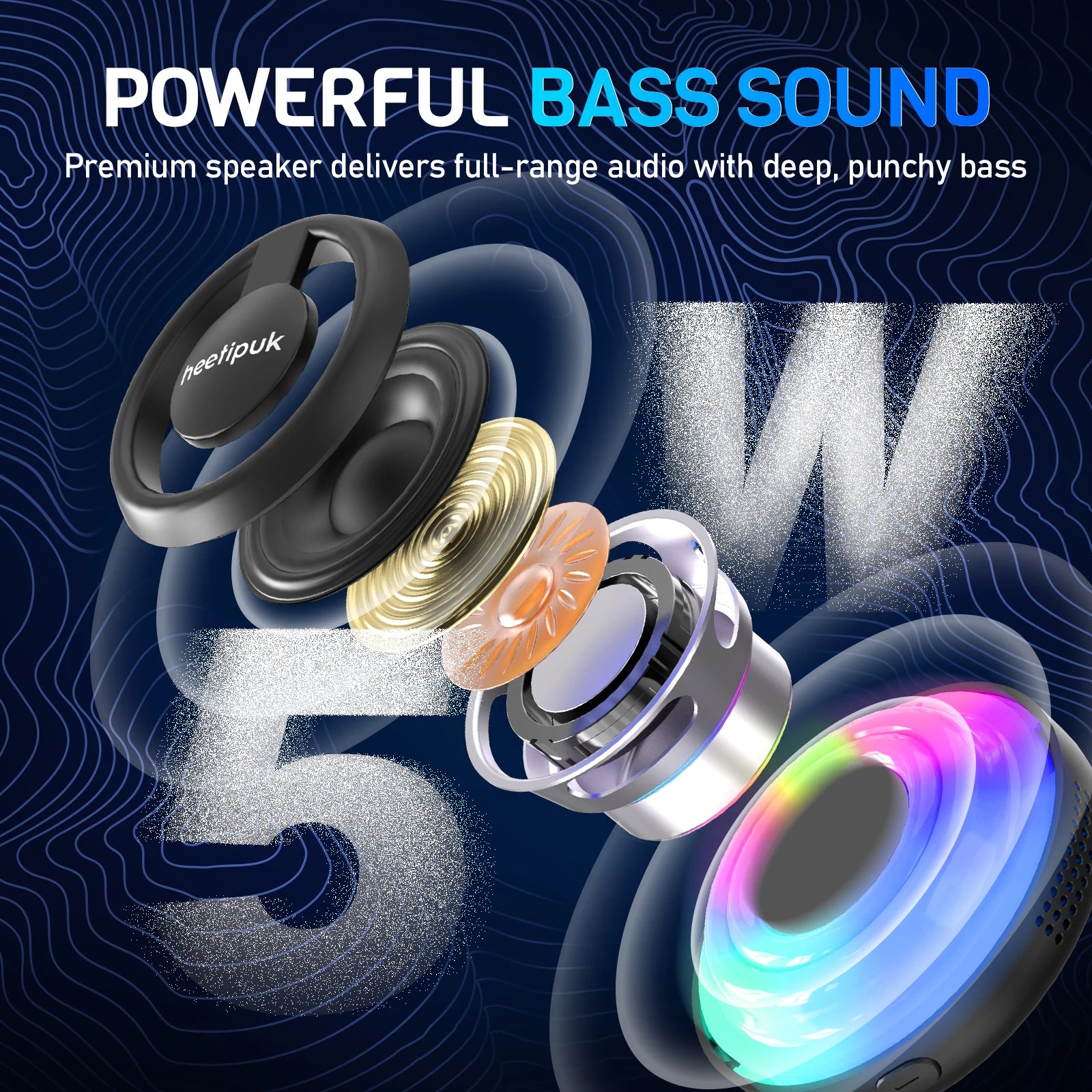 Cyber Style Magnetic Wireless Mini Speaker – 5.1 Surround Sound with Dual Stereo Bass & USB-C Charging