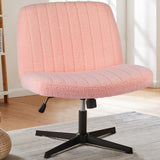 🪑 JHK Cross-Legged Rocking Gaming Chair – Armless Wide Fabric Swivel Task & Vanity Chair for Office & Living Room
