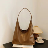 Women’s retro simple tote bag – large-capacity shoulder handbag, versatile casual shopping & work bag with minimalist design