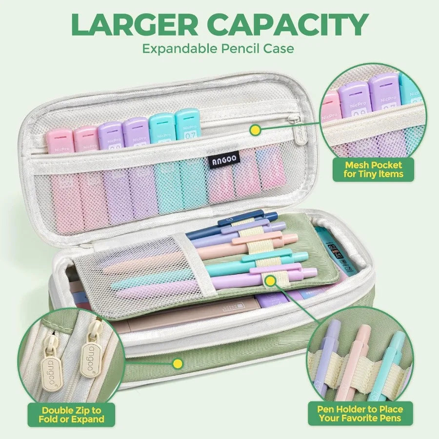 39-Piece Aesthetic School Supplies Set – Big Capacity Pen Case with Pastel Highlighters & Black Ink Pens ✨📚
